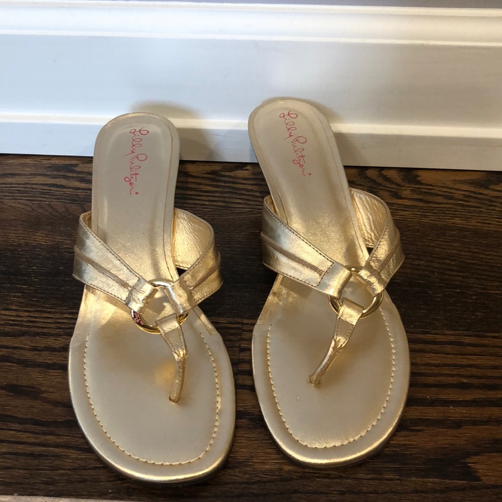 Lilly Pulitzer Gold Wedge Sandal